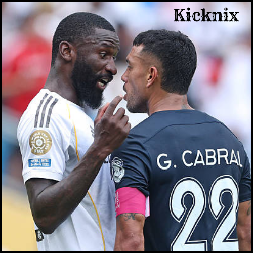 Antonio Rüdiger and G. Cabral during a heated moment in the FIFA Club World Cup.