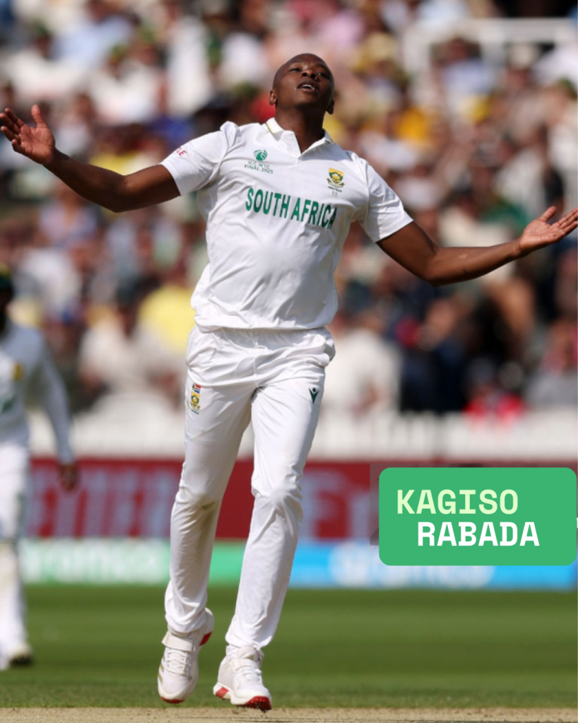 Kagiso Rabada celebrating when he took wicket